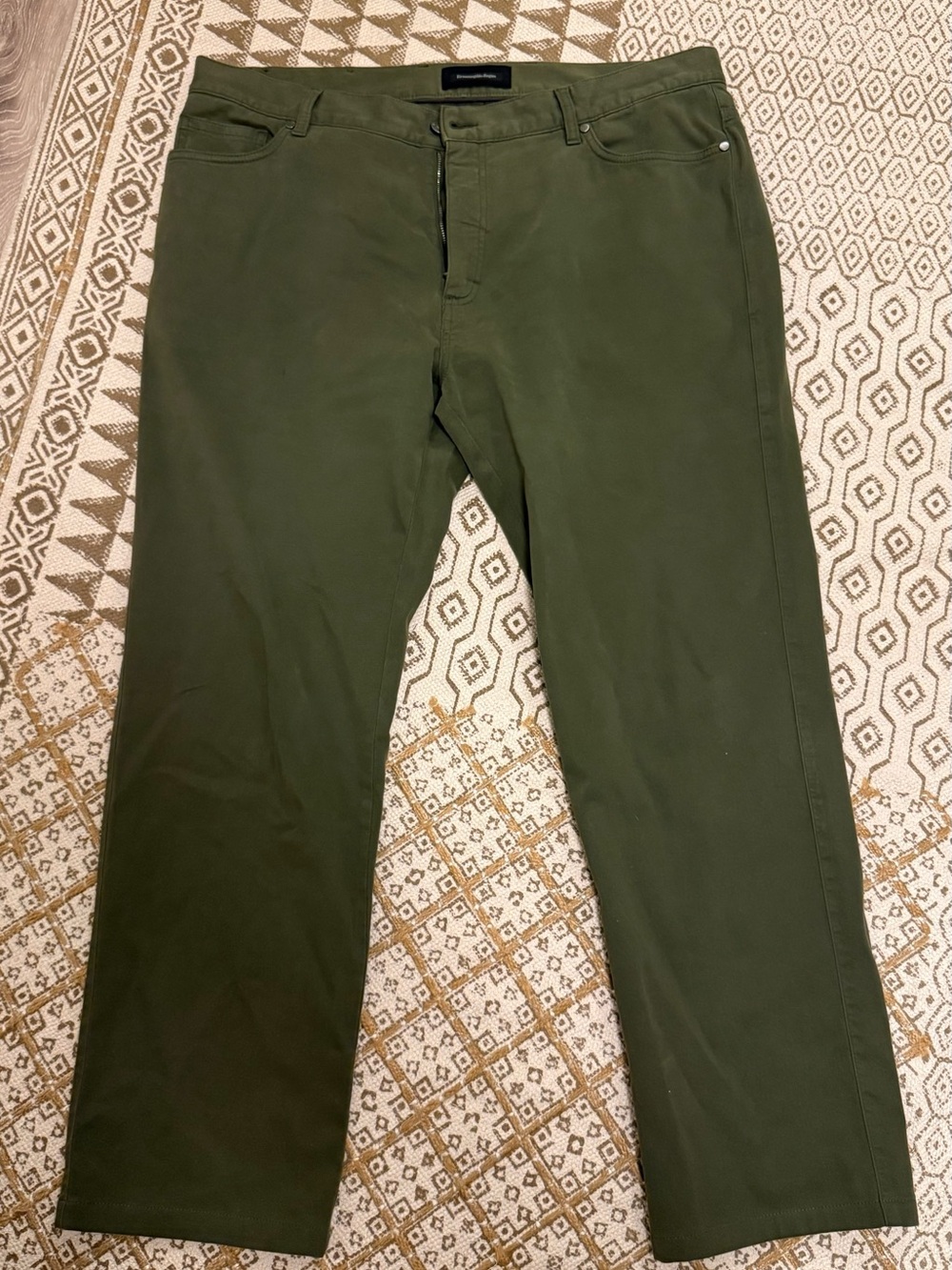 Ermenegildo Zegna Olive Green Chinos - Straight Fit